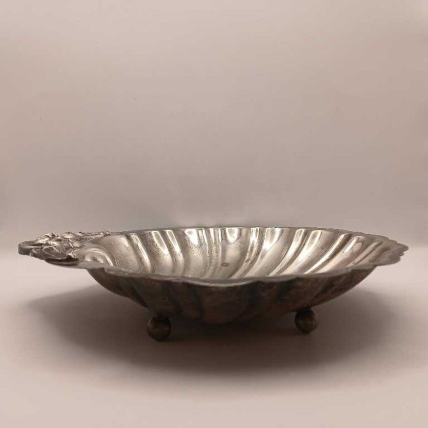 Large silver shell dish