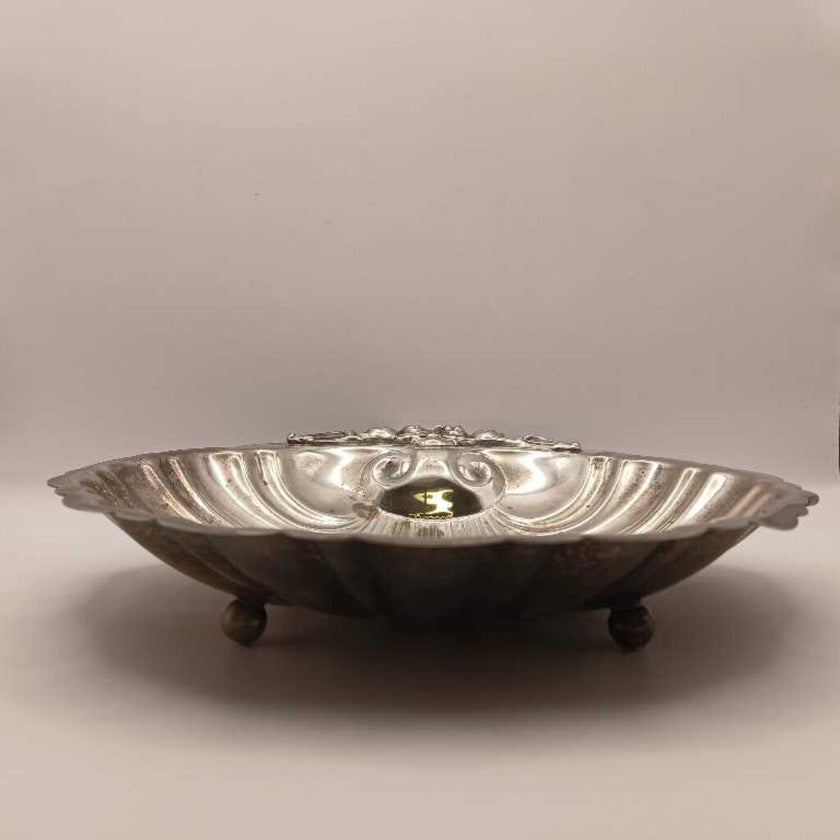 Large silver shell dish