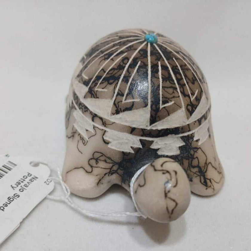 Native American Turtle Figurine with Turquoise Stone