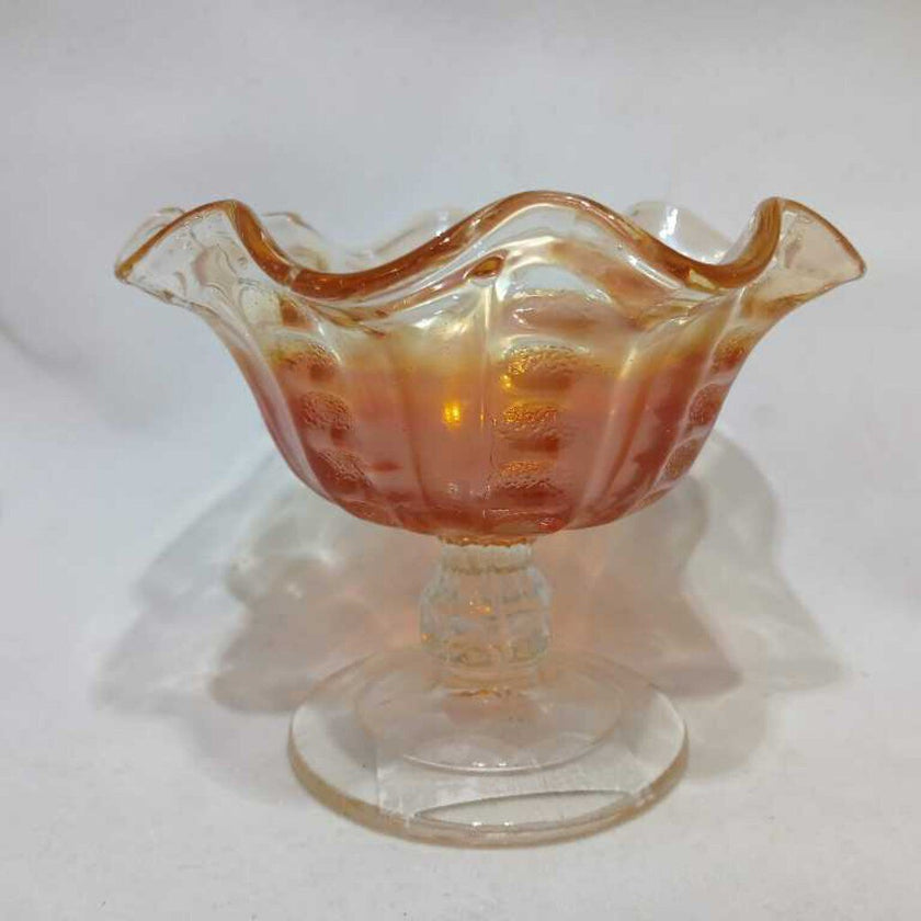 Orange Glass Ruffle Dish