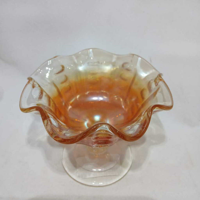 Orange Glass Ruffle Dish