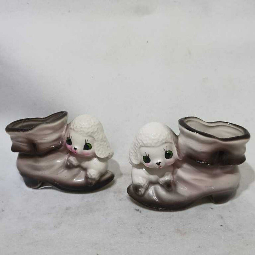 Pair of Poodle Boot Vases