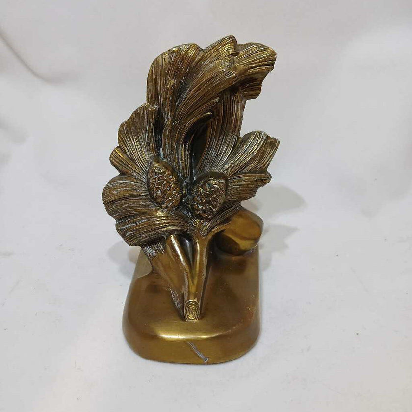 Pinecone with Pine Branch Brass Bookend