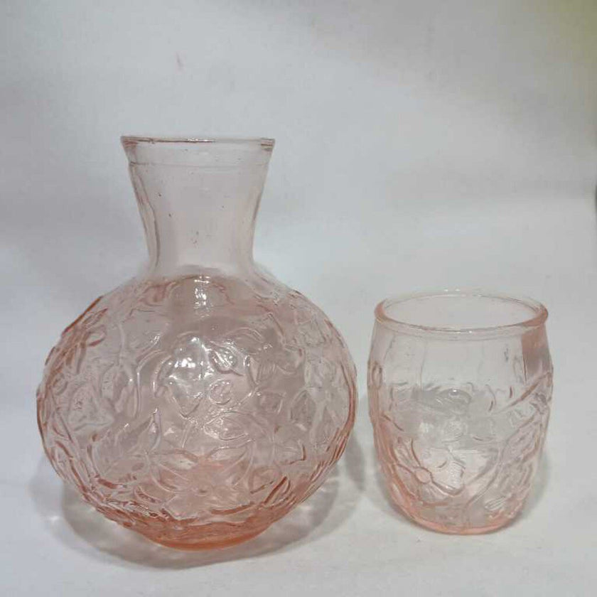 Pink Depression Glass Floral Tumble Up