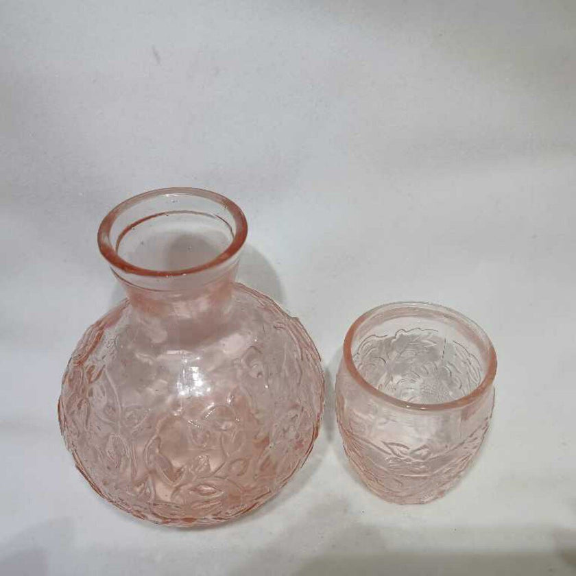 Pink Depression Glass Floral Tumble Up