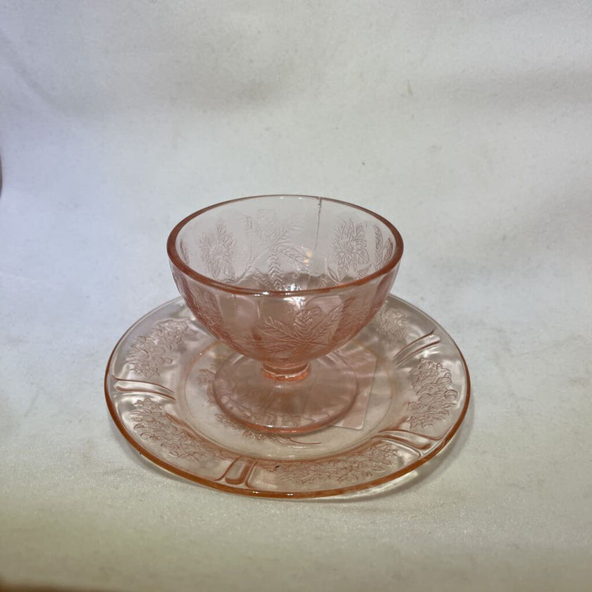 Pink Saucer w/ Sugar Bowl 