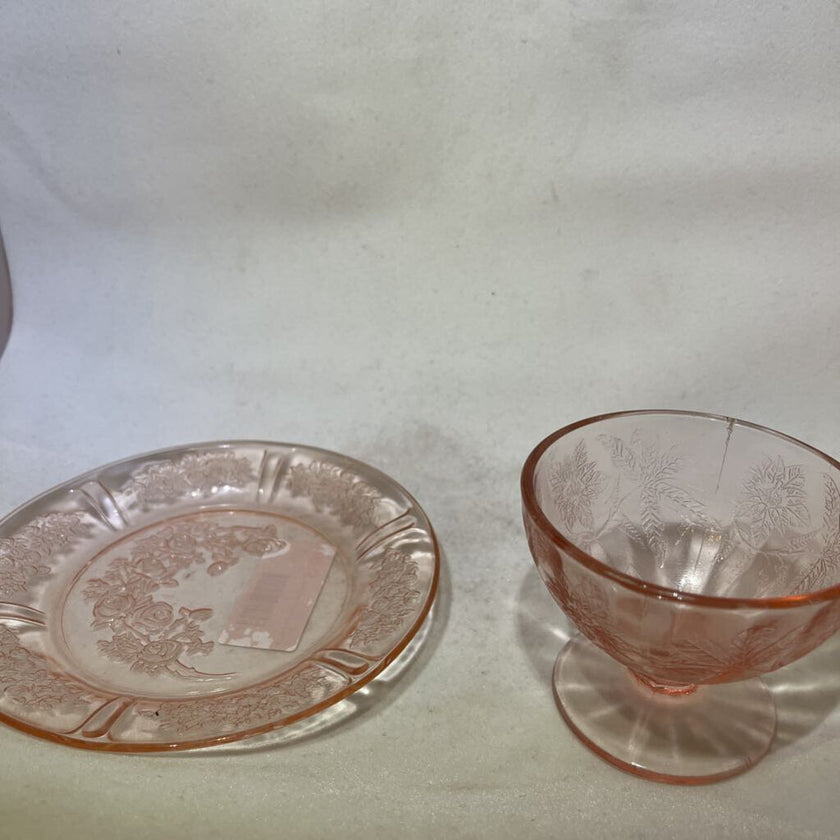 Pink Saucer w/ Sugar Bowl 