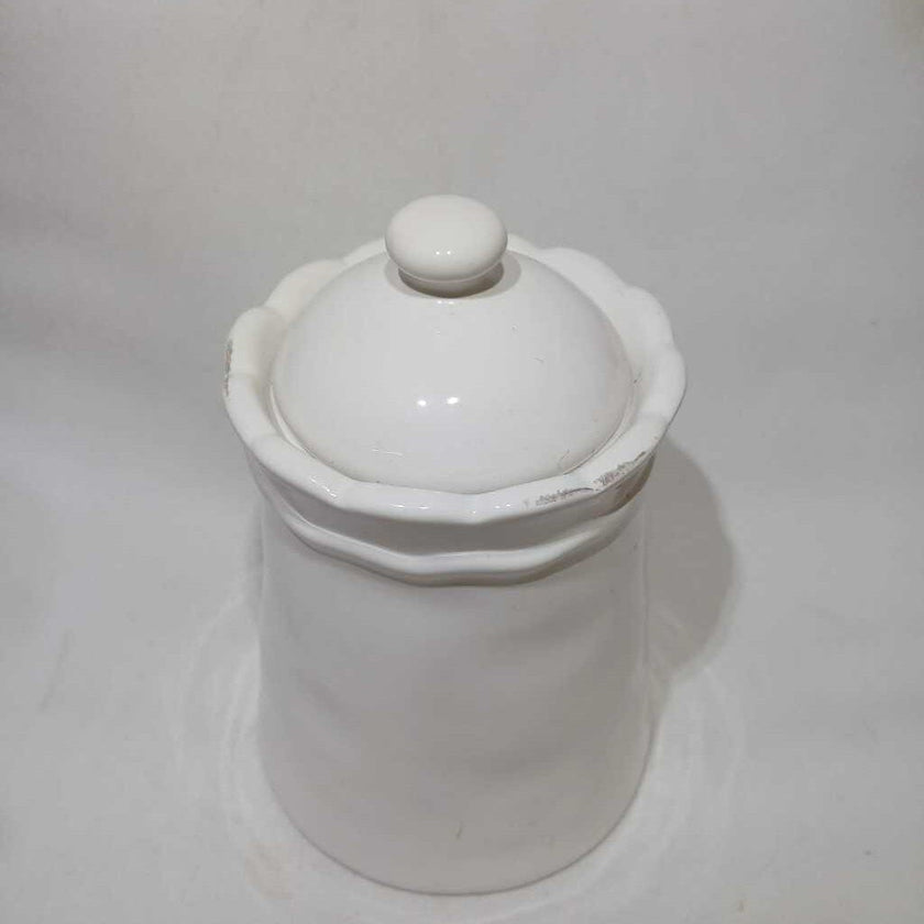 White Ceramic Container with Lid