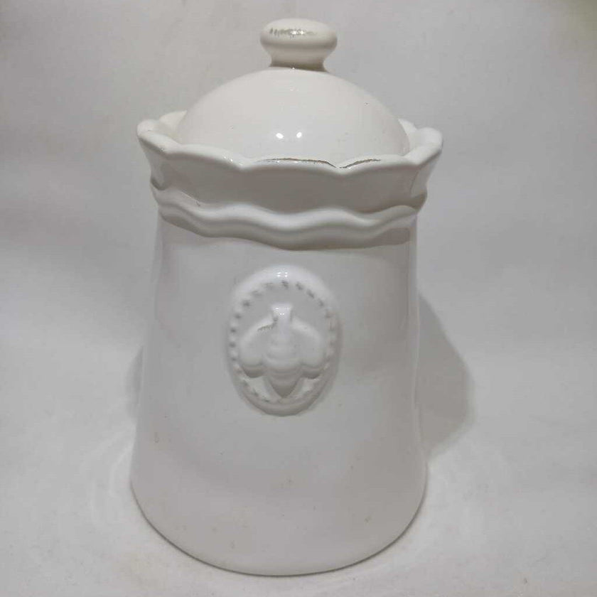 White Ceramic Container with Lid