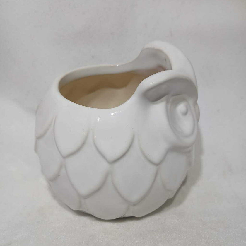 White Ceramic Owl Planter