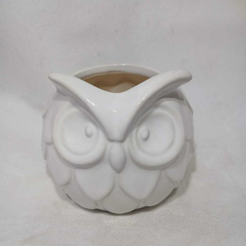 White Ceramic Owl Planter