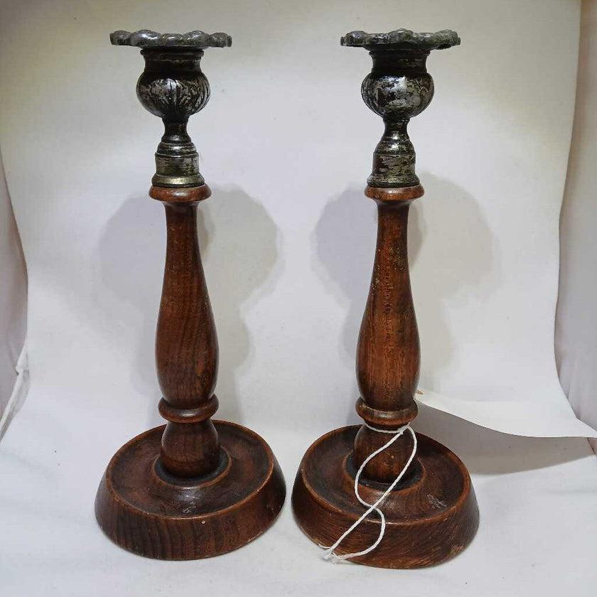 Wood and Metal Candlesticks