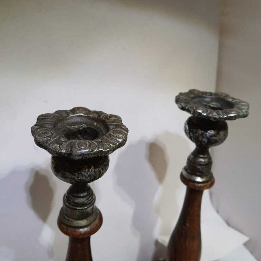 Wood and Metal Candlesticks