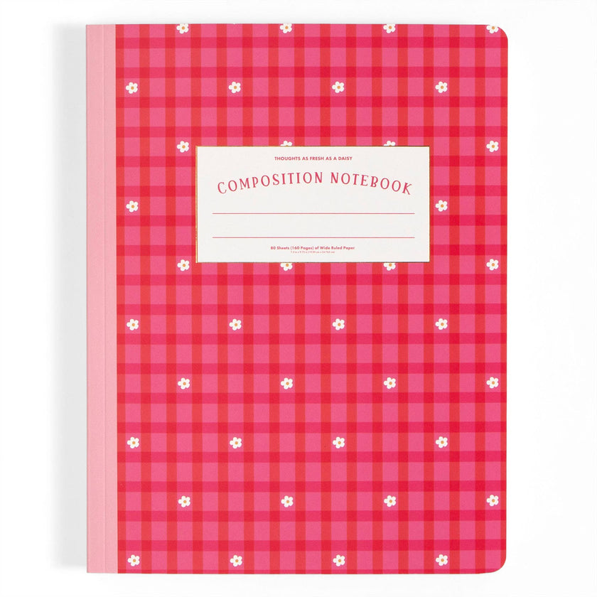 Gingham Daisy Composition Notebook