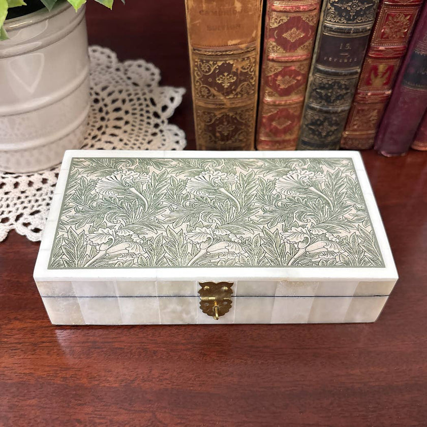 William Morris Tulip Printed Jewelry Storage Bone Box | Home
