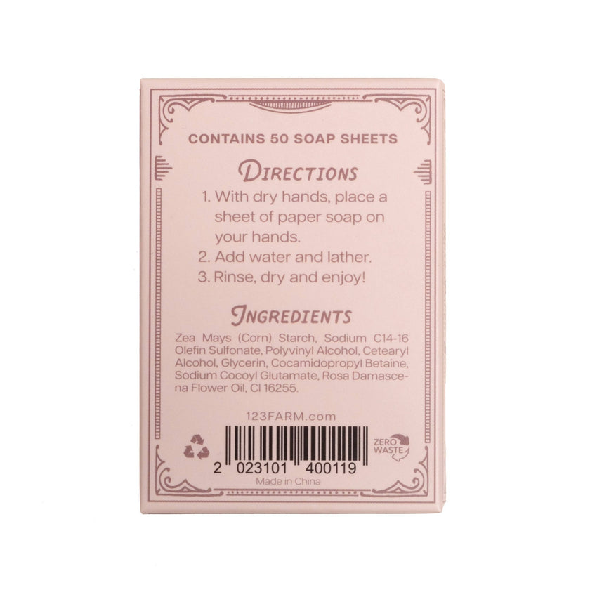 Paper Soap – Rose Scent, Travel Size, 50 Sheets