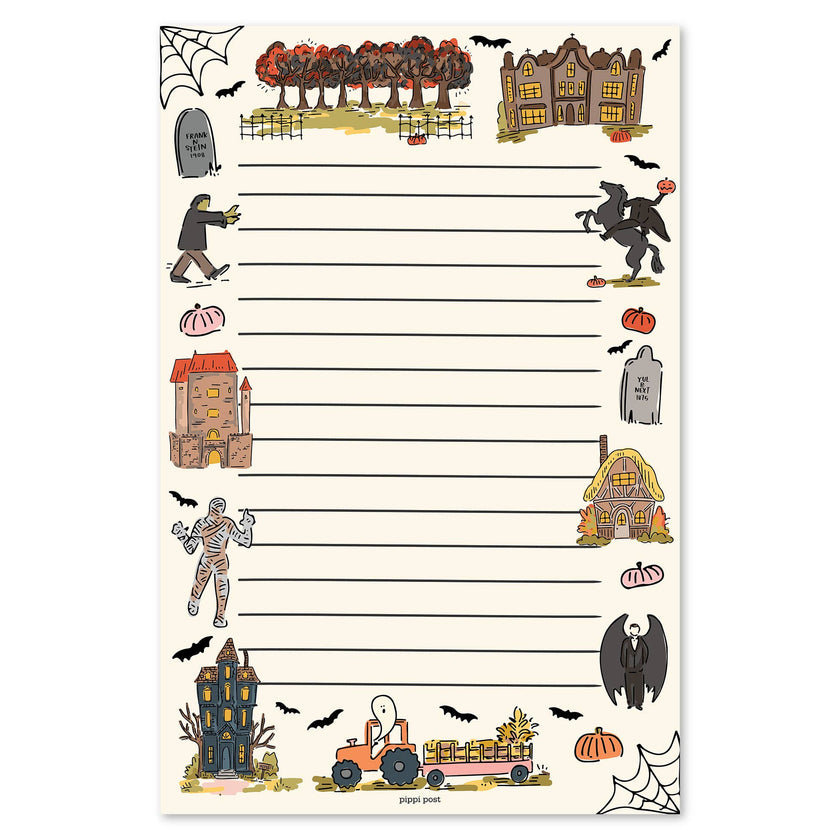 Literary Haunted Hayride Halloween 4x6 Notepad