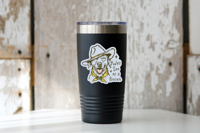 Well Son of a Biscuit Sticker - cowboy, western, dog, pet