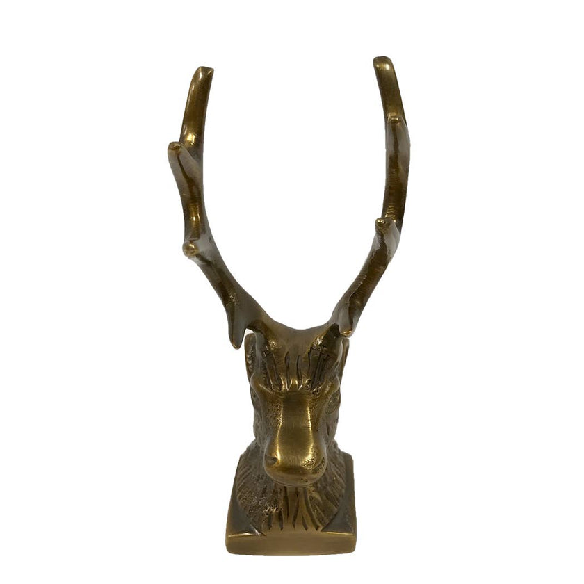 Antiqued Brass Stag Pen Holder/Paperweight, 4-1/4”