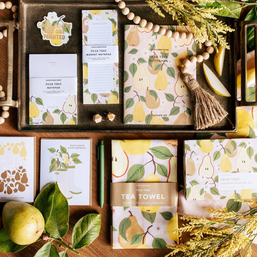 Cultivate Joy Pear Tree Stitched Notebook