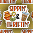 Sippin’ and Thriftin’, vintage trinket sticker