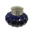 Cobalt Blue Swirl Glass Vintage Inkwell w/ Nickel Plated Lid, 3