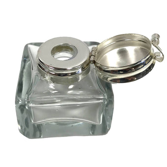 Square Clear Glass Inkwell, 1-3/4