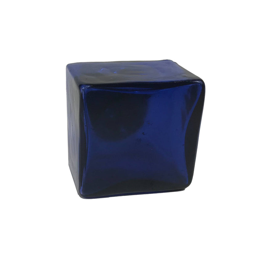 Cobalt Blue Square Glass Inkwell,1-3/4
