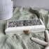 Jacobean Vase and Flowers Printed Ox Bone Stamp Box, 6-1/4”