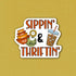 Sippin’ and Thriftin’, vintage trinket sticker