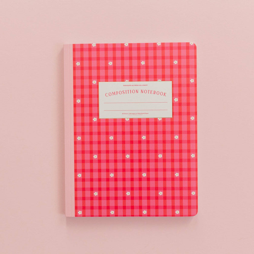 Gingham Daisy Composition Notebook