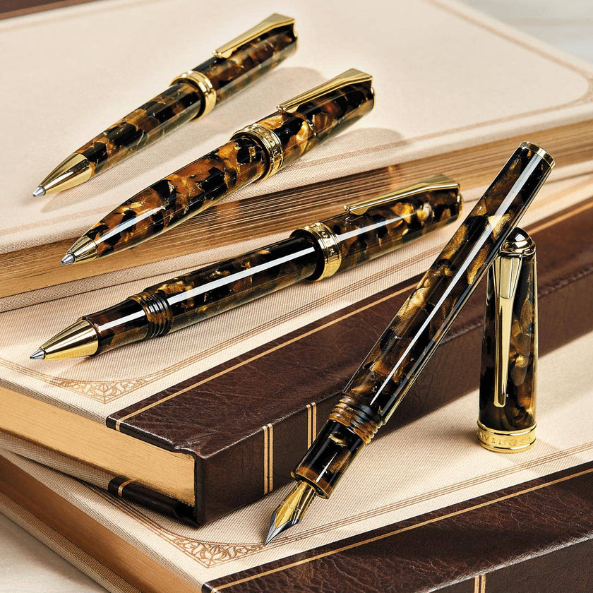 True Writer Classic Golden Dark Tortoise Ballpoint Pen